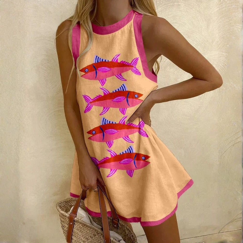Bruna | Minivestido de lino estampado