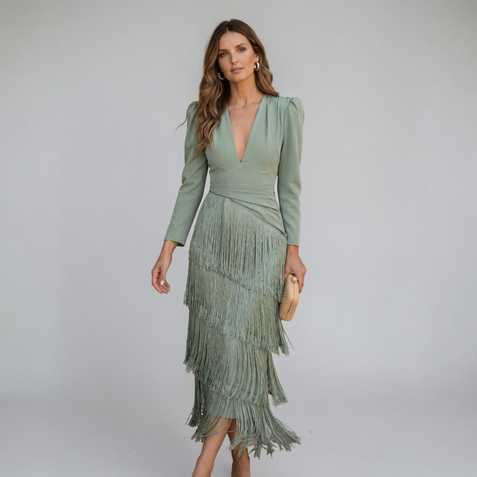 Sofia | Vestido midi con flecos