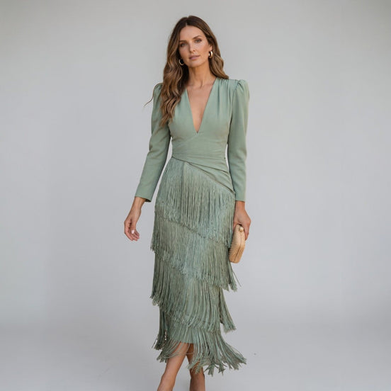 Sofia | Vestido midi con flecos