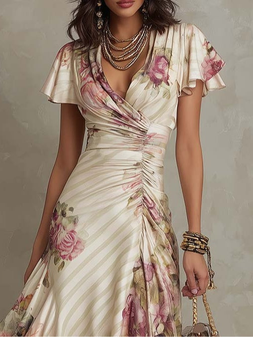 Camila | Vestido midi floral drapeado