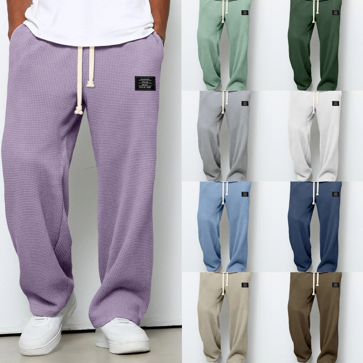 Lorenzo | Pantalones amplios con textura de nido de abeja