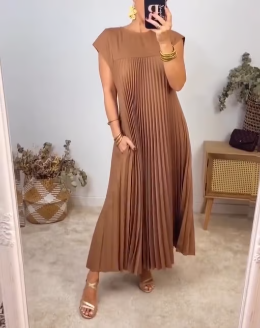 Inés | Vestido plisado sin mangas