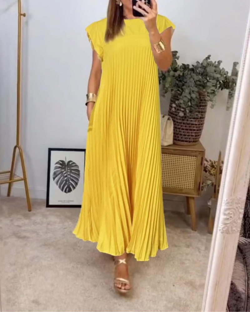 Inés | Vestido plisado sin mangas
