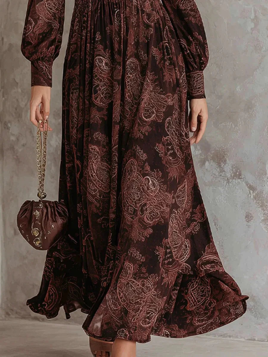 Irene | Vestido largo con estampado vintage elegante