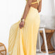 Malena | Vestido largo plisado con escote en V