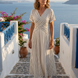 Celia | Vestido midi de manga corta con escote en V y cintura cruzada