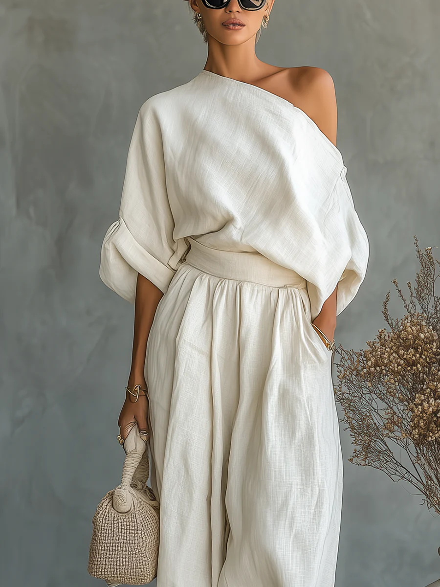 Leonor — Set elegante de un solo hombro, dos piezas