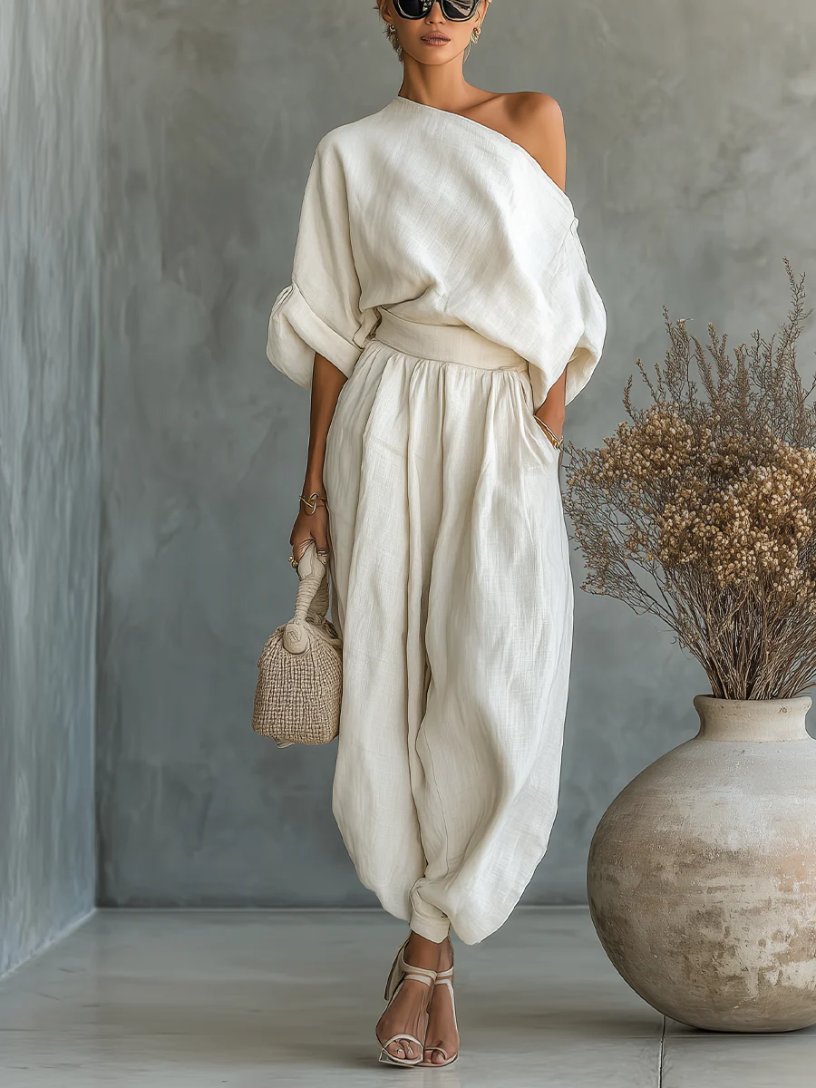 Leonor — Set elegante de un solo hombro, dos piezas