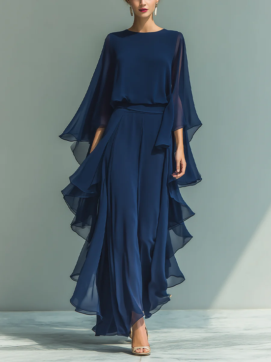 Aurora | Conjunto elegante de chifón con volantes
