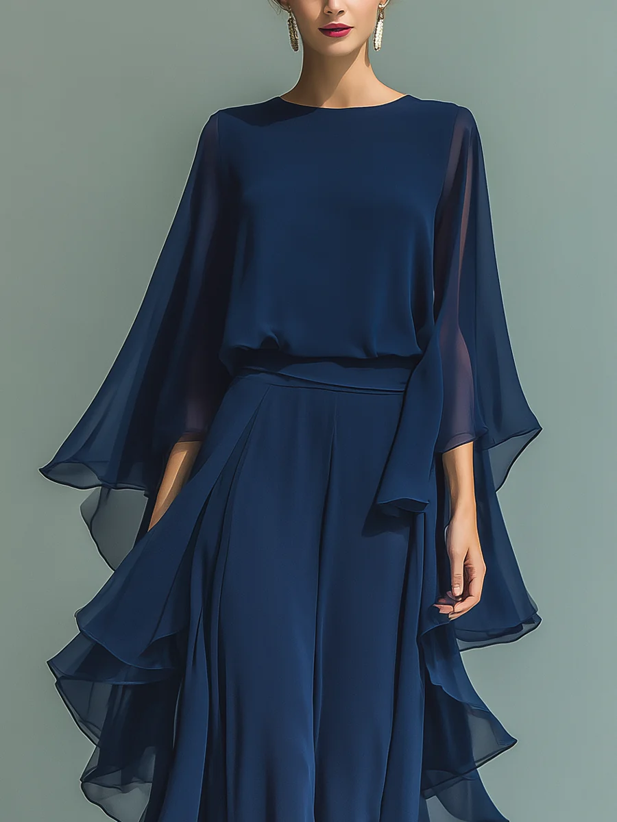 Aurora | Conjunto elegante de chifón con volantes