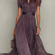 Flavia | Vestido largo de chifón con escote lágrima y encaje