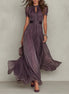 Flavia | Vestido largo de chifón con escote lágrima y encaje