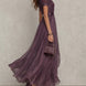 Flavia | Vestido largo de chifón con escote lágrima y encaje