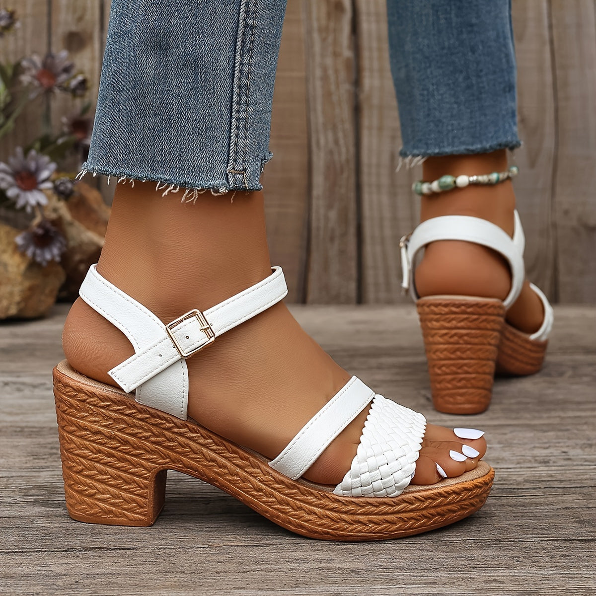 Eva | Sandalias trenzadas de tacón