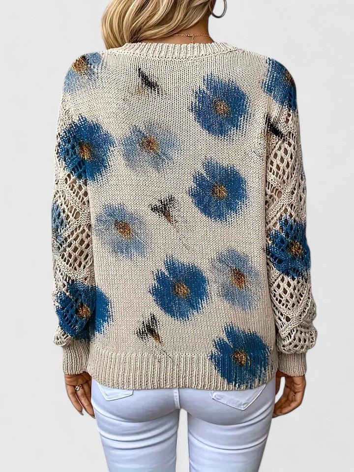 Aurora | Jersey de punto floral con escote en V