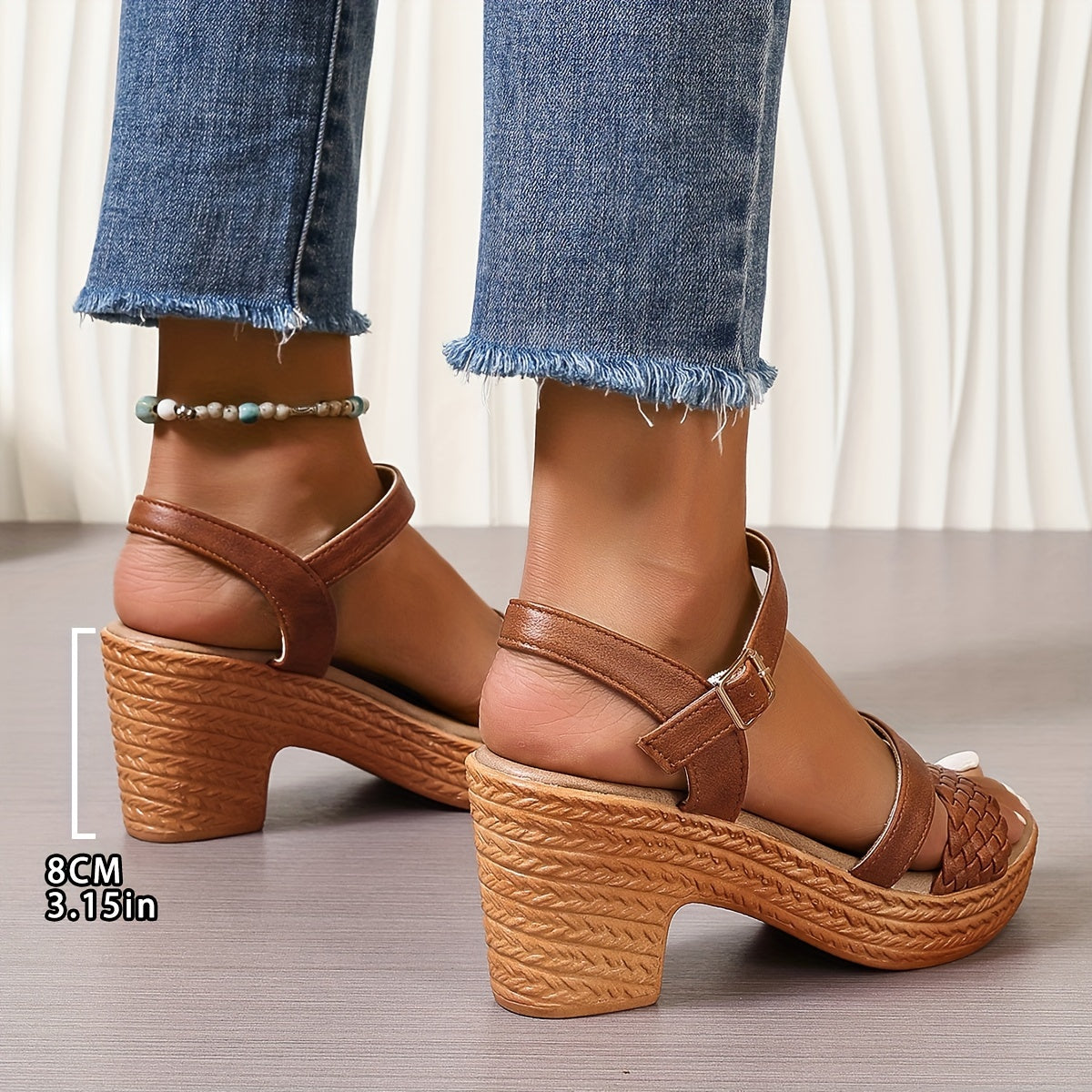 Eva | Sandalias trenzadas de tacón
