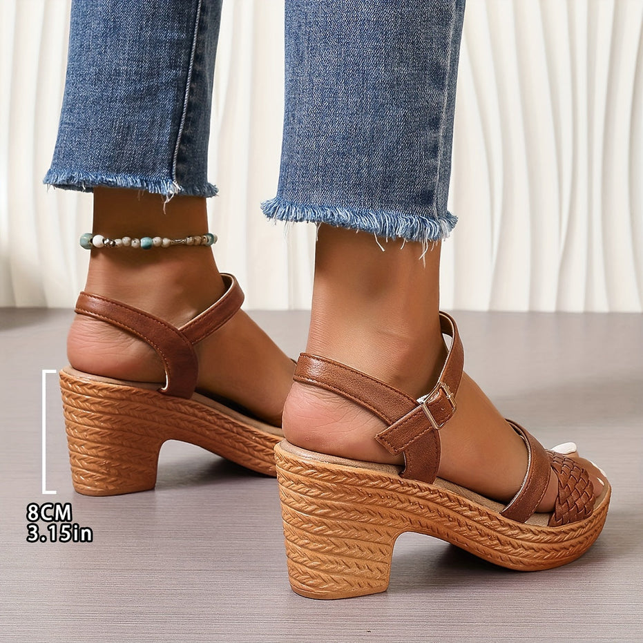 Eva | Sandalias trenzadas de tacón