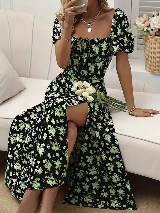 Cloe | Vestido midi floral de manga corta