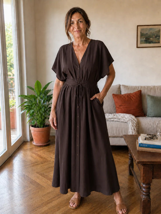 Laura | Vestido largo drapeado