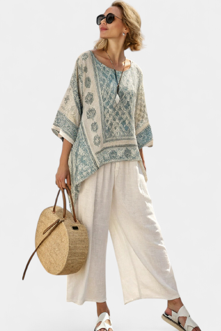 Elodia | Conjunto de lino de estilo mediterráneo