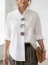 Marina | Blusa de algodón y lino con cuello mao