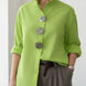 Marina | Blusa de algodón y lino con cuello mao