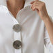 Marina | Blusa de algodón y lino con cuello mao